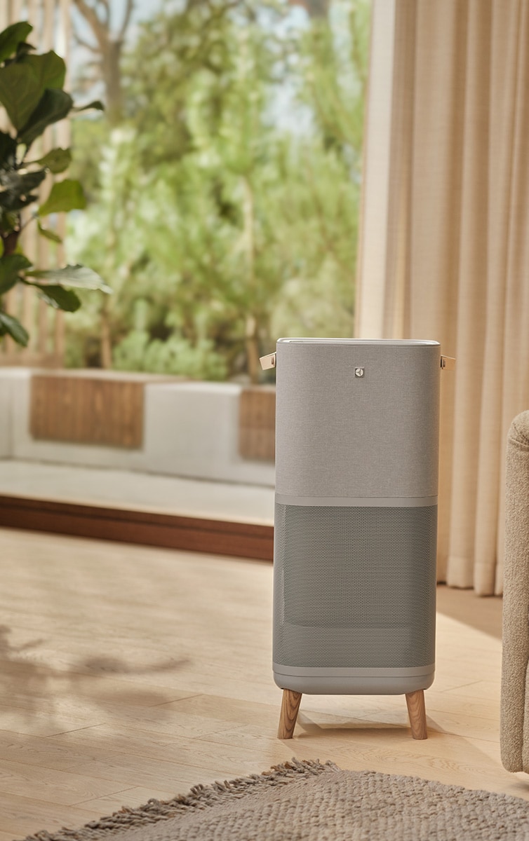 Luftrenser placeret i stuen.