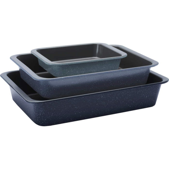 Product set of three oven trays, full products stand alone
